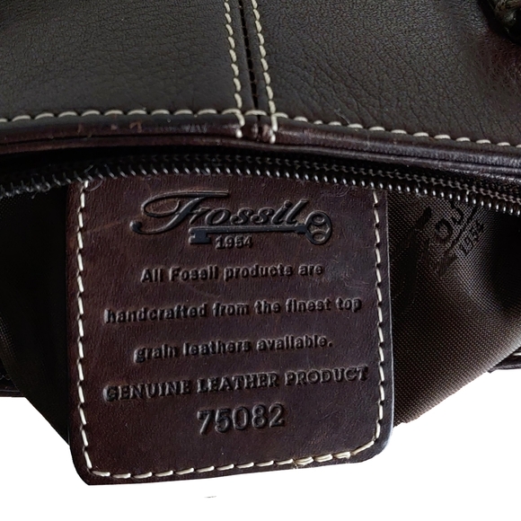 Fossil Lightly Pebbled Brown Leather Crossbody/Shoulder Bag - Picture 9 of 10